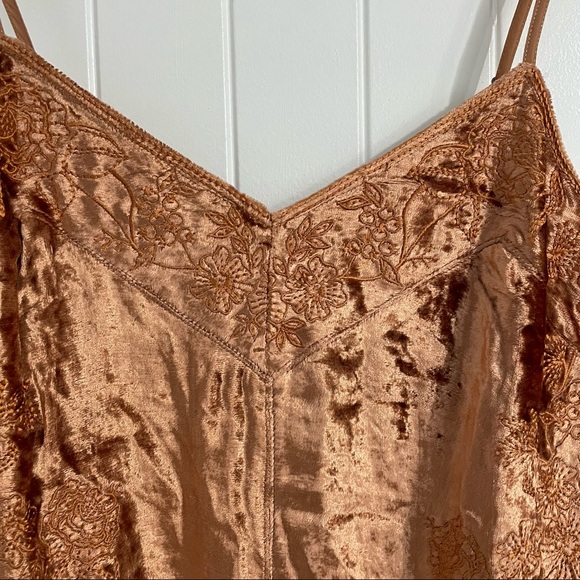 NWT Anthropologie Lucie Embroidered Velvet Slip Dress - Picture 9 of 12